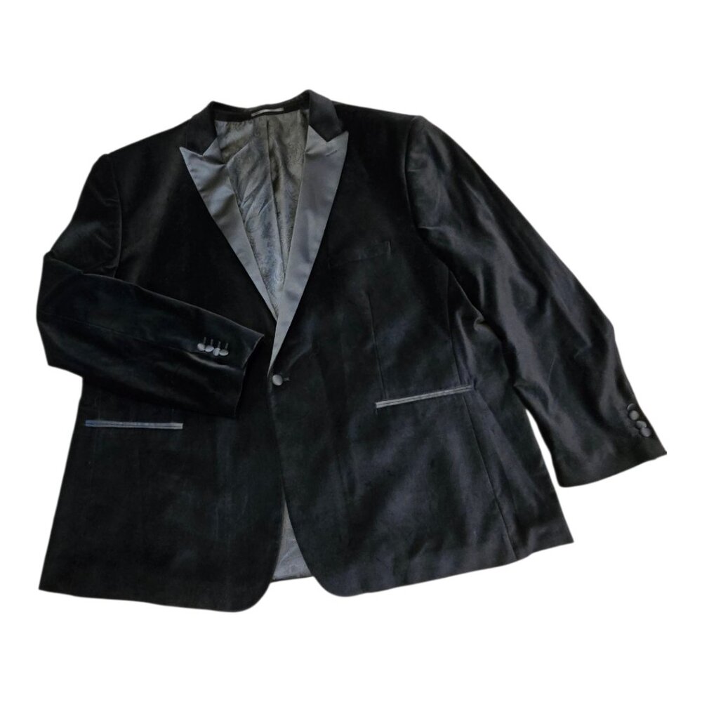 CARDI "Liam" Black Velvet Formal  Tux Jacket Prom Wedding Black Tie sz 58L
